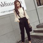 Set: 3/4-sleeve Blouse + Suspender Pants