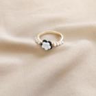 Flower Faux Pearl Alloy Ring 1 Piece - Ring - Gold & Black - One Size