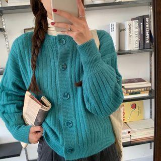 Plain Single-breasted Striped Long-sleeve Cardigan