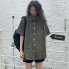 Plain Short-sleeve Shirt / Midi Skirt