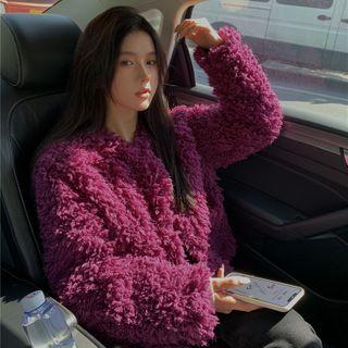 Fleece Cropped Jacket Fuchsia - One Size