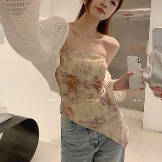 Asymmetrical Strapless Top / Light Jacket
