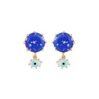Fashion Creative Plated Gold Devils Eye Earrings With Blue Cubic Zirconia Golden - One Size