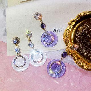 Rhinestone Acrylic Disc Dangle Earring