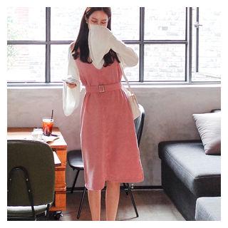 V-neck Sleeveless Dress With Belt