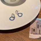 Disc & Hoop Alloy Dangle Earring 1 Pair - Silver Stud - Blue - One Size
