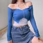 Set: Halter-neck Top + Long-sleeve T-shirt
