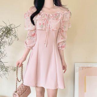 Ruffled Floral Flare Dress
