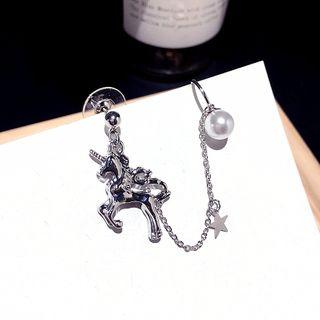 Unicorn Stud Earring 1 Pc - Silver - One Size