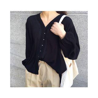 V-neck Lace-detail Blouse