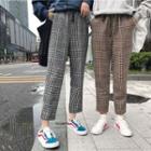 Plaid Drawstring Waist Straight Cut Pants