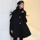 Single-breasted Cape Coat / Plain Long-sleeve Top