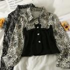 Patchwork Leopard-print Slim Shirt