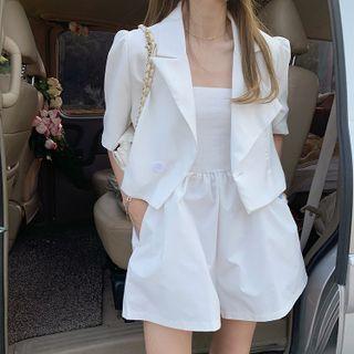 Short-sleeve Blazer / Strapless Romper / A-line Dress