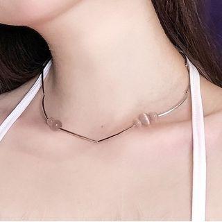 Cat Eye Stone Choker Pink - One Size