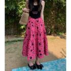 Print A-line Maxi Skirt Pink - One Size