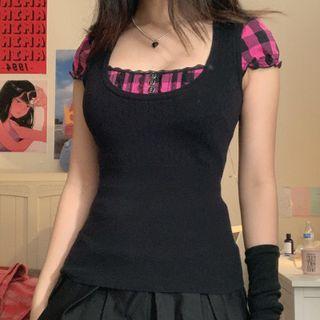 Two Tone Short Sleeve Top