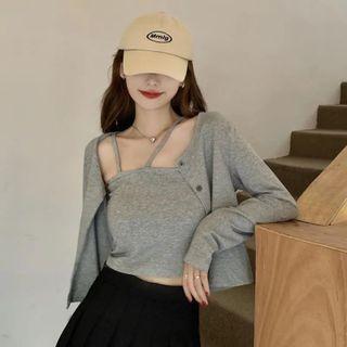 Cropped Cardigan / Asymmetrical Camisole Top / Set