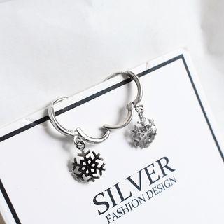 925 Sterling Snowflake Drop Earring 925 Sterling Silver - Snowflake Drop Earring - One Size