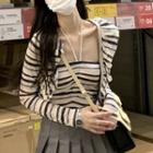 Set: Striped Camisole Top + Light Jacket White - One Size