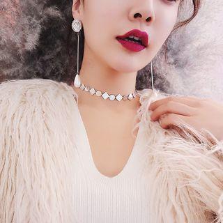 Disc Choker / Bead Dangle Earring