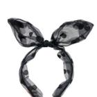 Dotted Mesh Bow Headband Black - One Size