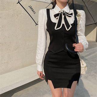 Set: Paneled Shirt + Mini Fitted Skirt