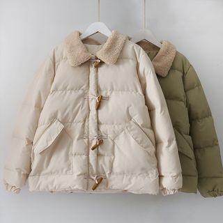 Fleece-collar Toggle Padded Coat