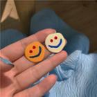 Smiley Asymmetrical Alloy Earring 1 Pair - Smiley Asymmetrical Alloy Earring - Orange & Light Yellow - One Size