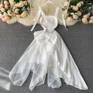 Set: Ruffle Hem Camisole + Midi A-line Skirt