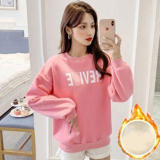 Long-sleeve Lettering Fleece Sweatshirt