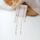 Rhinestone Chained Earring 1 Pair - S925 Silver Needle - Stud Earrings - Gold - One Size