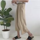 Plain Band Waist Wide Leg Pants