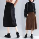 Slit Corduroy A-line Midi Skirt