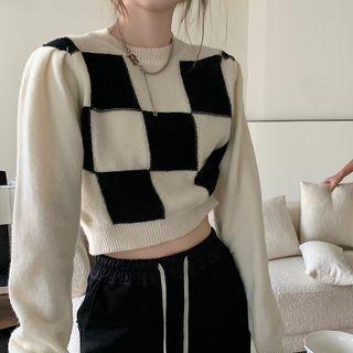 Check Crop Sweater