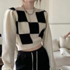 Check Crop Sweater