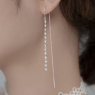 Alloy Fringed Earring 1 Pc - Tassel - Silver - One Size