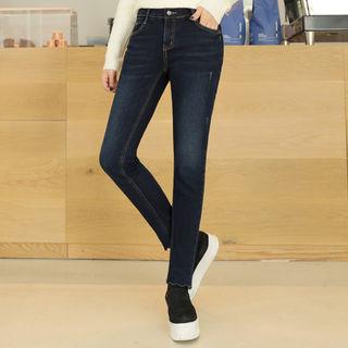 Scallop-hem Winter Skinny Jeans