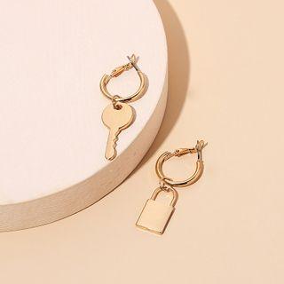 Non-matching Alloy Lock & Key Dangle Earring