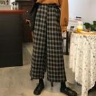Crop Plaid Wide Leg Pants As Shown In Figure - One Size