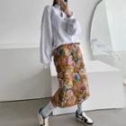 Rose-jacquard Midi H-line Skirt