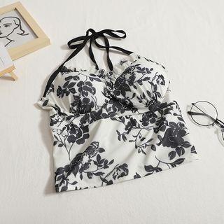 Floral Print Halter Cropped Top