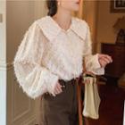 Fringed Trim Blouse Almond - One Size
