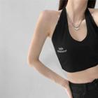 Embroidered Cropped Halter Top In 5 Colors