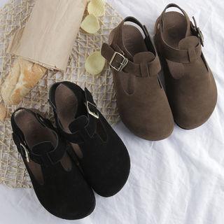 Faux-suede T-strap Mary Janes