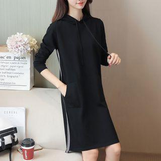 Contrast Trim Hooded Knit Dress