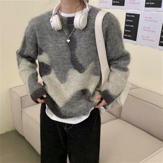 Contrast Color Crew-neck Sweater