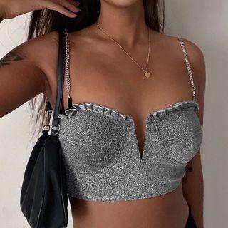 Notched Cropped Camisole Top