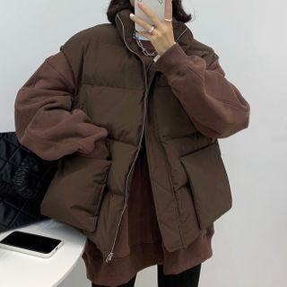 Turtleneck Sleeveless Zip Padded Coat
