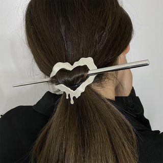 Melting Heart Alloy Hair Stick White - One Size